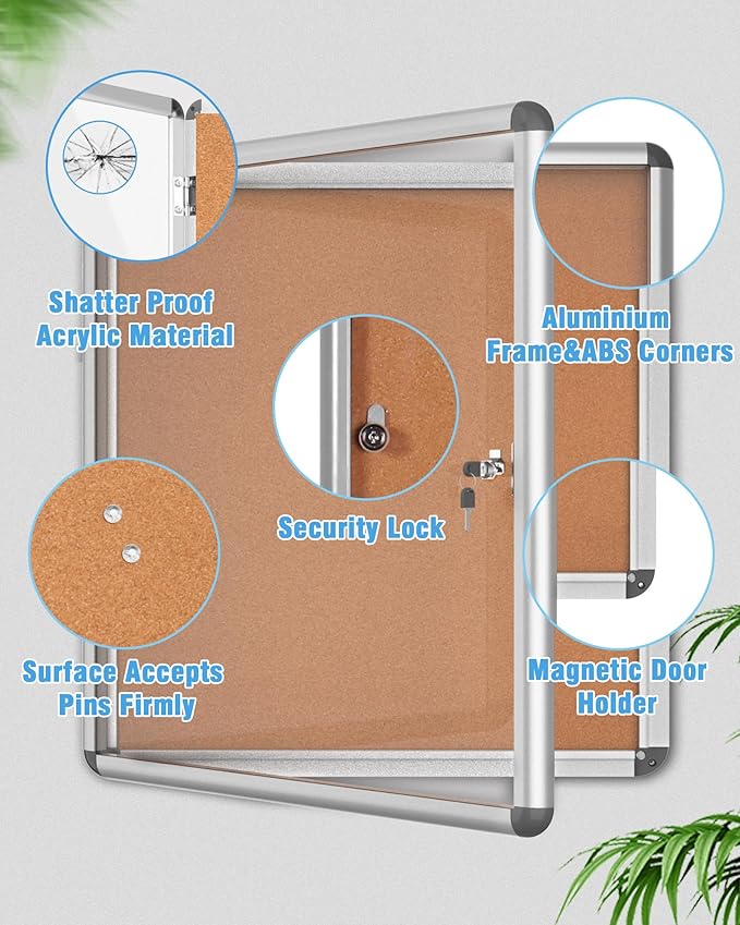 Mifuro 2 Pack 28"x26" Enclosed Bulletin Board, Lockable Weather-Resistant - Image 3