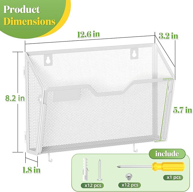 YINGHUA 6 Pack Mesh File Holders Wall Mounted - Image 2