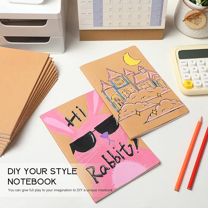 miikoul 100 Pack A5 Kraft Paper Notebook Lined Journal Bulk, 8.3 X 5.5 Inch - Image 4