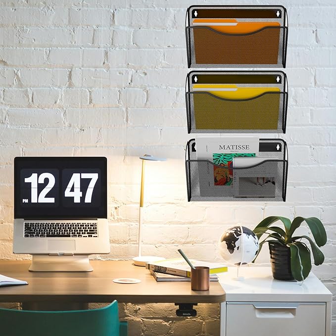 Gawerk 3 Pack Wall File Organizer, Mesh Hanging Metal Vertical Wall Mounted - Image 6