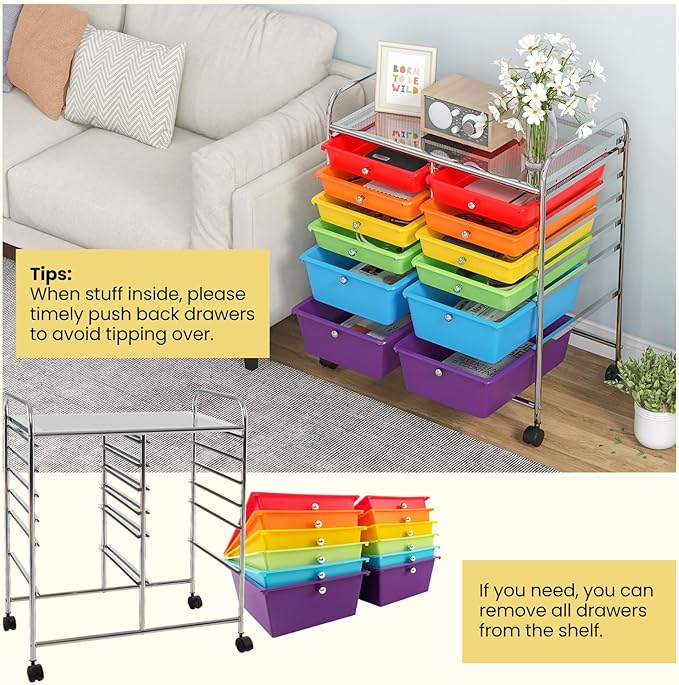 Giantex 12 Drawer Rolling Storage Cart Tools Scrapbook Paper Office School - Image 4