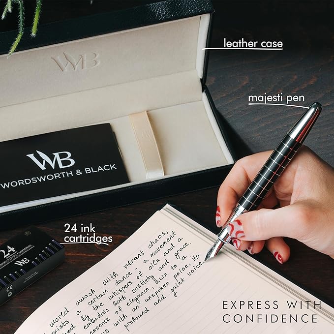 Wordsworth & Black Majesti Fountain Pen -, Luxury Case, Chrome Finish, Iridium - Image 3