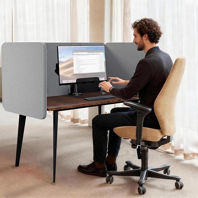 KERRAM Desk Privacy Panel 24 x 60 Inch, Sound Absorbing & Proof Desk Divider - Image 7