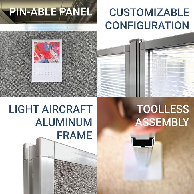 Versare Hush Panel Cubicle Kit | Workstation Partition Walls | Sound Dampening - Image 6
