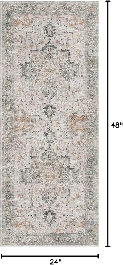 GENIMO Runner Rug 2x4, Non Slip Hallway Runner Rugs, Low Pile Lightweight - Image 2