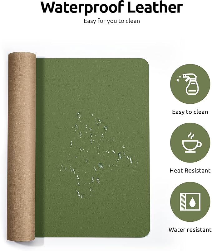 YSAGi Leather Desk Protector, Office Mat, Large Mouse Pad, Non-Slip PU Leather - Image 4