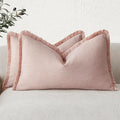 Foindtower Set of 2 Decorative Linen Fringe Lumbar Throw Pillow Covers Boho by Foindtower