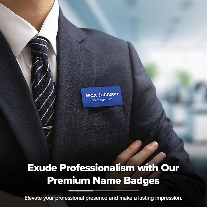 Name Tag, Magnetic Blue and White Name Tags, Personalized Name Tags, 1.5x3 - Image 2