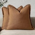Foindtower Set of 2 Decorative Linen Fringe Throw Pillow Covers Boho Farmhouse by Foindtower