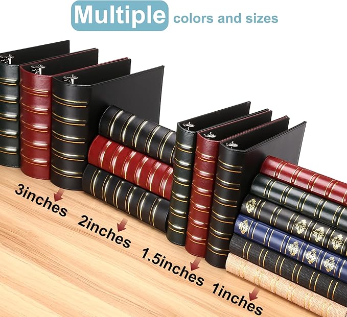 LETVPVOW Vintage Hardback 3 Ring Binder 2 Inch, Professional Leather Binders 2 - Image 5