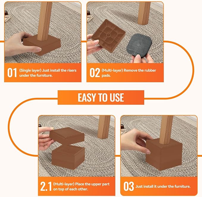 shouwuhho Furniture Risers, 8 Pack Bed Risers - Image 7