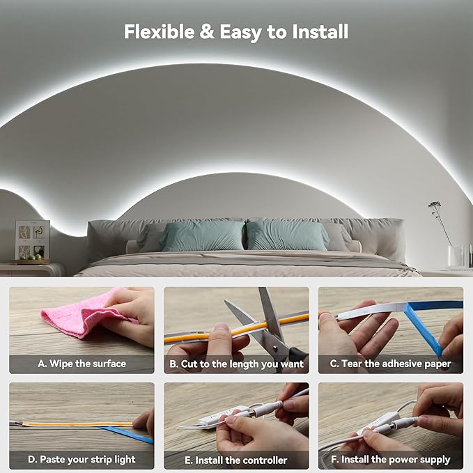 PAUTIX COB LED Strip Light 32.8ft, LED Lights UL-Listed Daylight White 6000K - Image 6