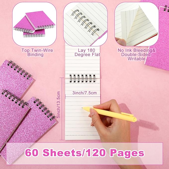 Tenceur 6 Pcs Pocket Notebook Bulk Small 3x5 Inch Spiral Notepads Mini Top - Image 2
