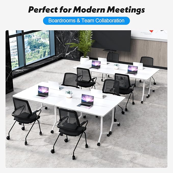 Goakwwuz Conference Room Tables Folding Conference Table Modular White Training - Image 6