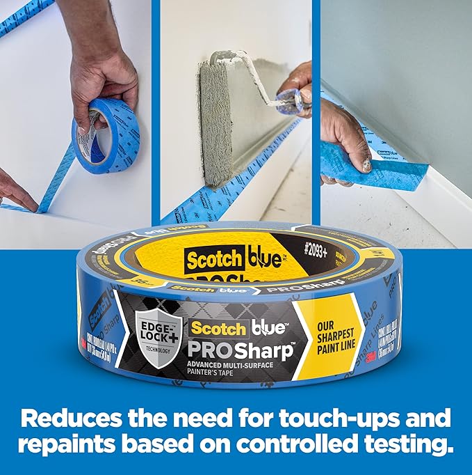 ScotchBlue PROSharp Painter's Tape 1.5 Inch Wide 3 Rolls Blue Tape Protects - Image 4
