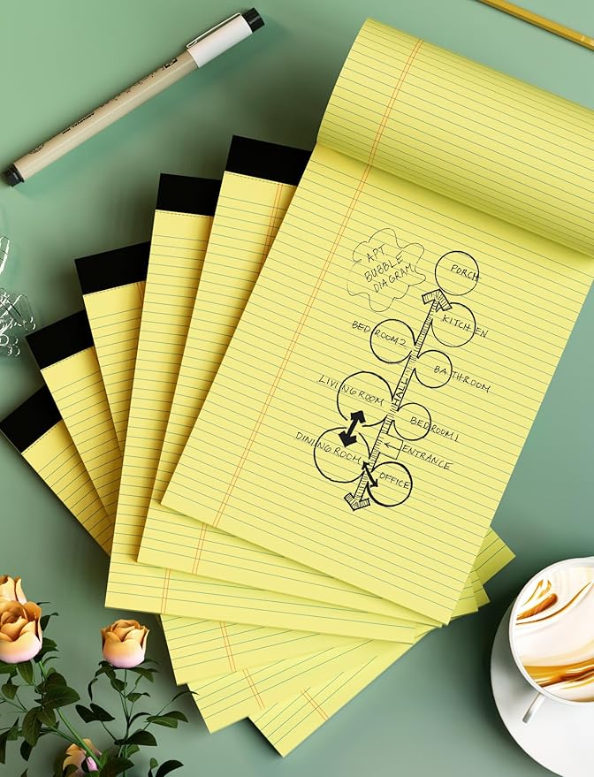 6 Pack Yellow Legal Pads 8.5 x 11 College Ruled Lined Writing Note Pads 8.5 x - Image 6