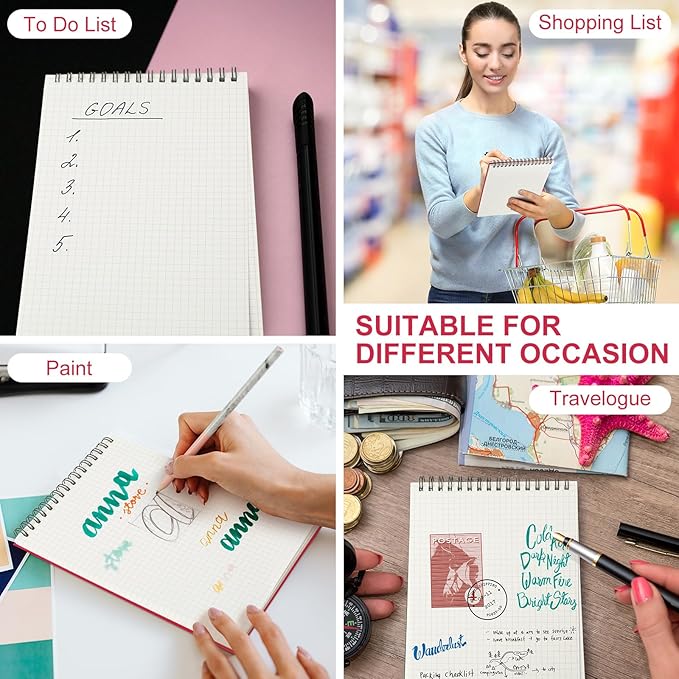 Engrowtic 2 Pack Graph Paper Spiral Notepad A5 Top Wirebound Notepad Grid - Image 6