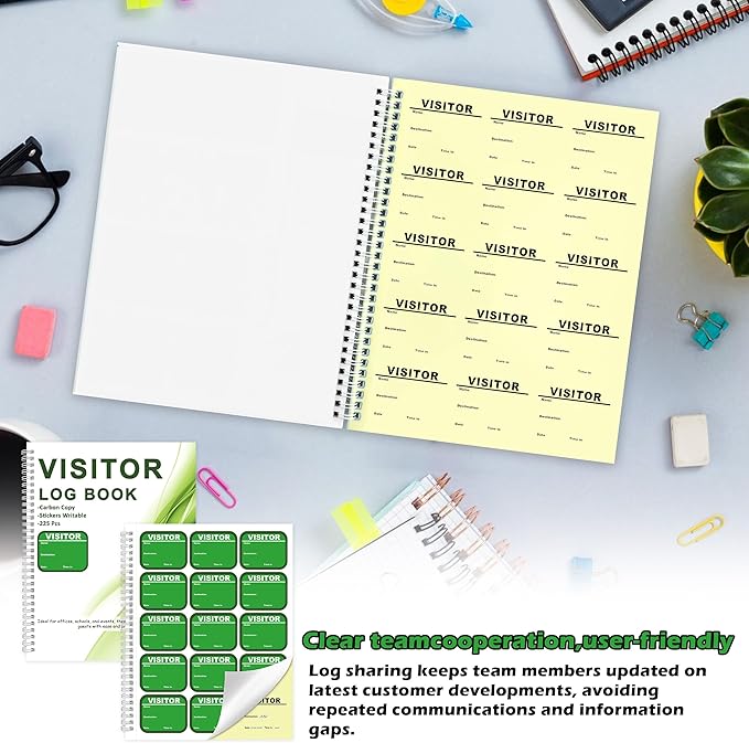 1 Pack Visitor Badges with Carbon Copy Visitor Stickers Letter Size Visitor Log - Image 7