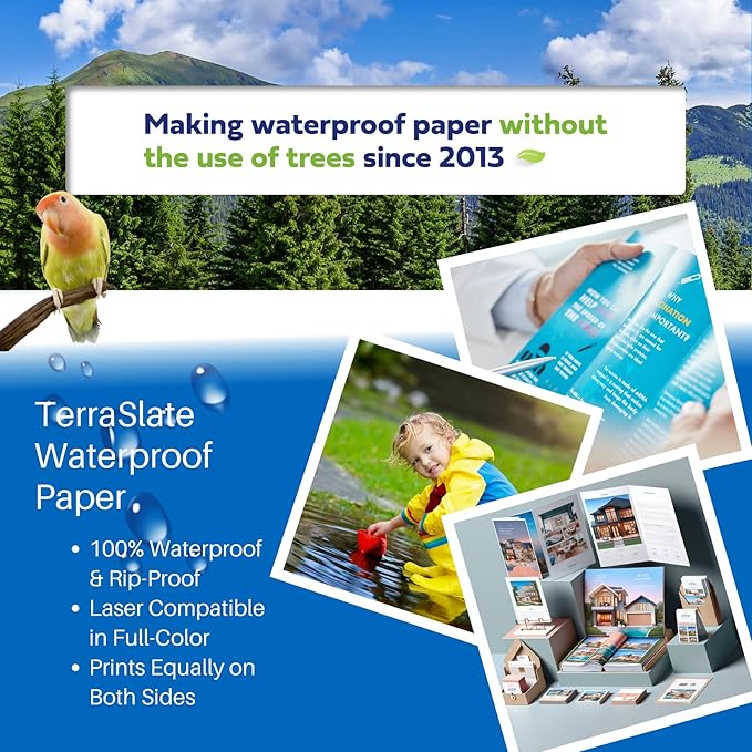 TerraSlate Waterproof, Rip-Proof Paper, 000 Sheets, 5 Mil, 8.5” x 11”, Laser - Image 9