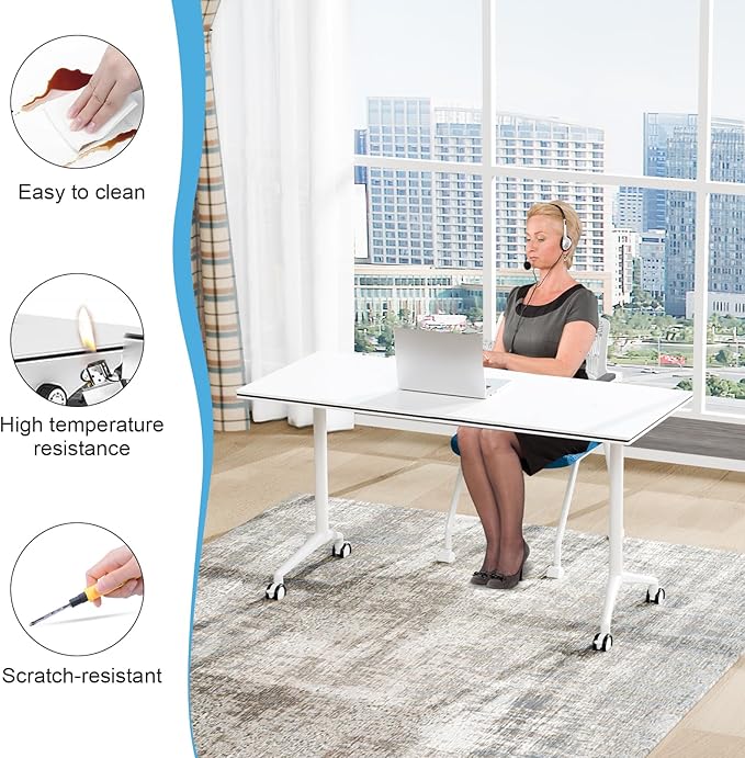 JEHUJD Conference Table, 55.1''Folding Conference Room Table - Image 5
