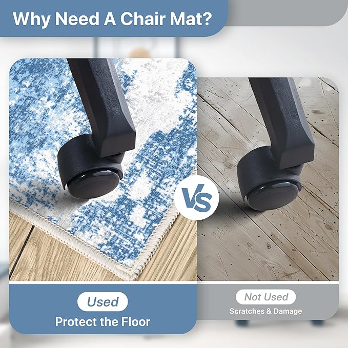 Office Chair Mat for Hardwood Tile Floor, Abstract 36"X 48" Desk Mats for - Image 5