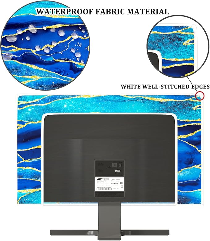 Baocicco Royal Blue Marble Waterproof TV Cover 55 Inch Creative Design Monitor - Image 3