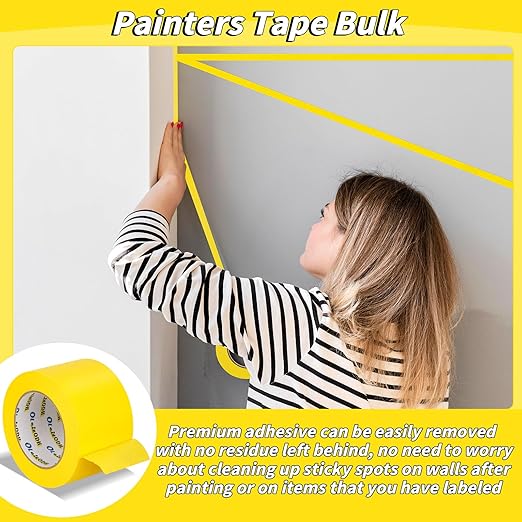 Oleitodh 12 Rolls Yellow Painters Tape Bulk 3 inch x 60 Yards, Painters Masking - Image 4