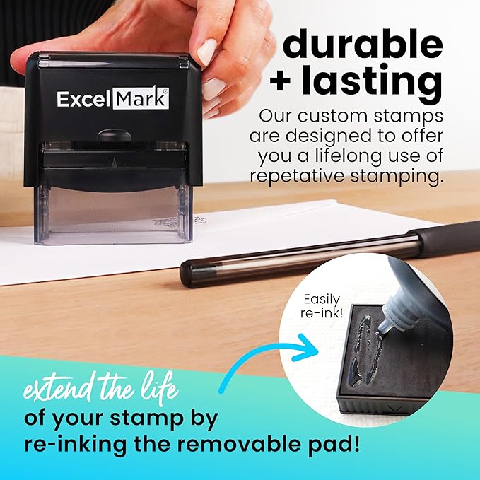 ExcelMark Custom Rubber Stamp – Clean & Easy Stamping – Personalized - Image 3