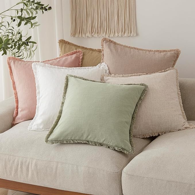 Foindtower Set of 2 Decorative Fringe Throw Pillow Covers Boho Farmhouse - Image 7