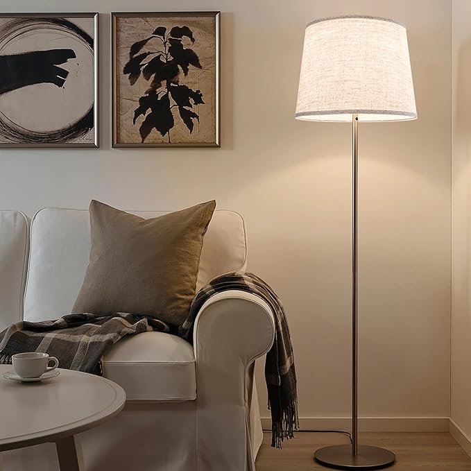 GO&SO Set of 2 Large Oatmeal Linen Drum Lamp Shade - Image 6
