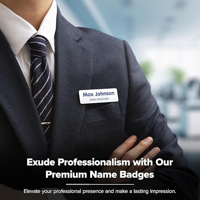 Custom Engraved Name Tags, Magnetic White and Blue Name Tags, Personalized Name - Image 2