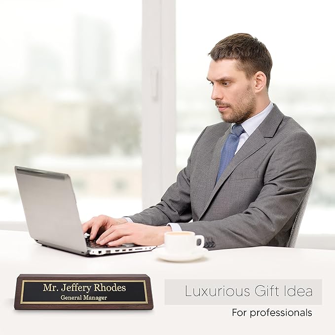 Business Wood Name Plate for Desk | Custom Desk Name Plate Personalized Gift - Image 5