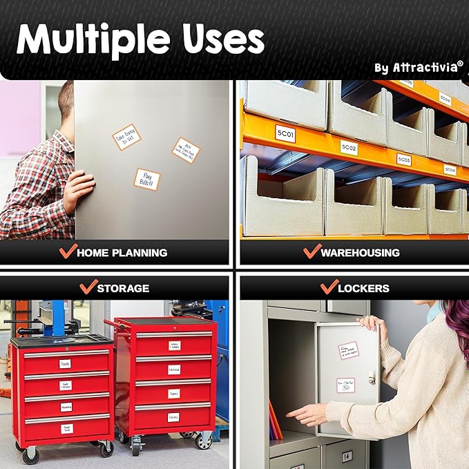 Attractivia Dry Erase Magnetic Labels 2.8 x 1.8 in, Color Borders, Small Dry - Image 4