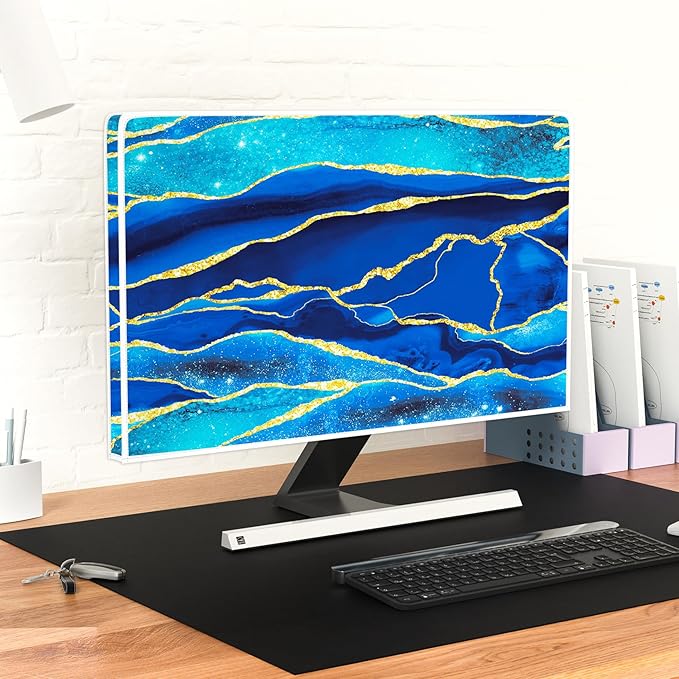 Baocicco Royal Blue Marble Waterproof Computer Monitor Dust Cover 22, 25 Inch - Image 4