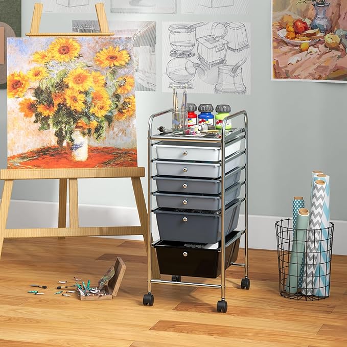 Giantex 6 Storage Drawer Cart Rolling Organizer Cart - Image 4