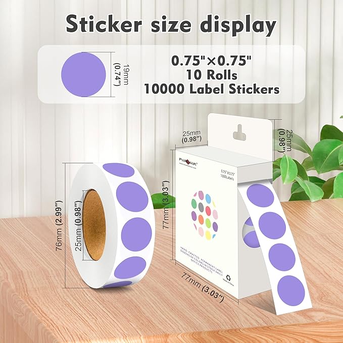 PARLAIM 3/4 Inch Roll Color Coding Labels, 10000 per 10 Rolls Round Permanent - Image 2