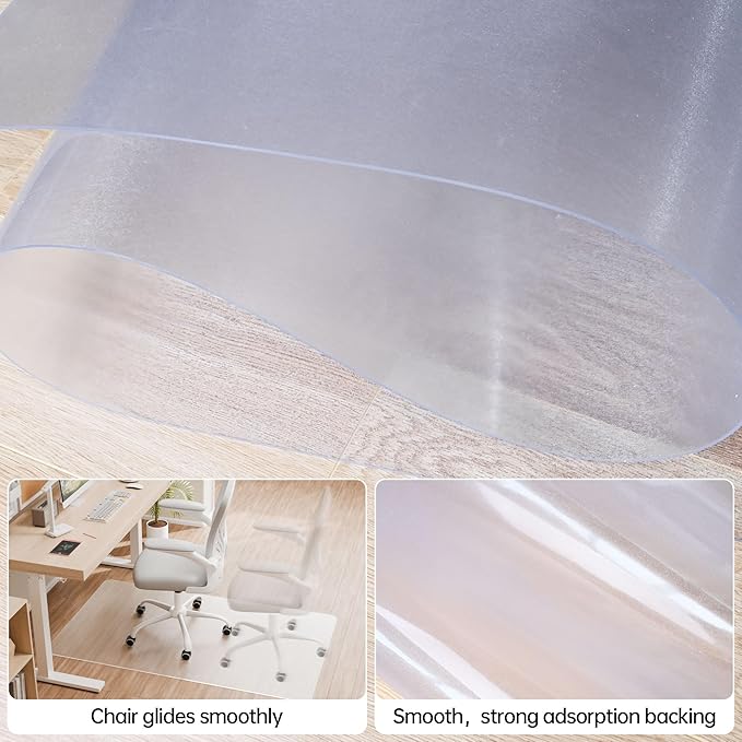 HOMEK Office Chair Mat for Hardwood Floor, 48” x 40” Crystal Clear Hard Floor - Image 6