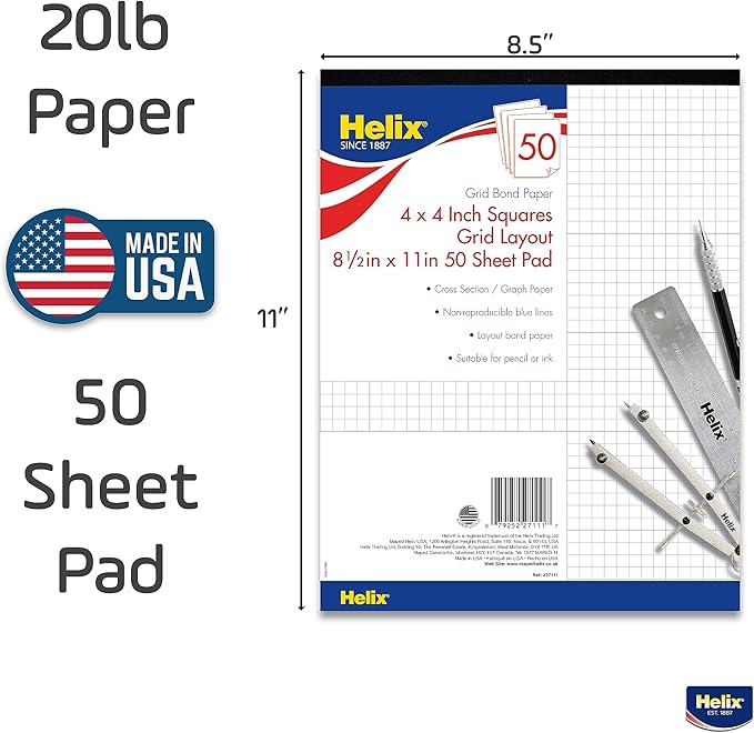 Helix Bond Pad, 4 x 4 Grid, 8.5 x 11 Inches, 50 Sheets - Image 5