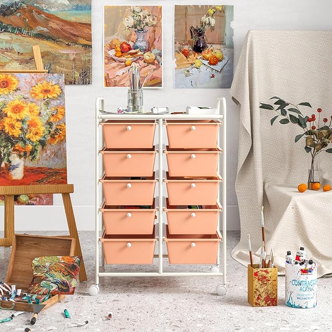 GOFLAME 10-Drawer Rolling Storage Cart, Art Craft Storage Organizer on Wheels - Image 2