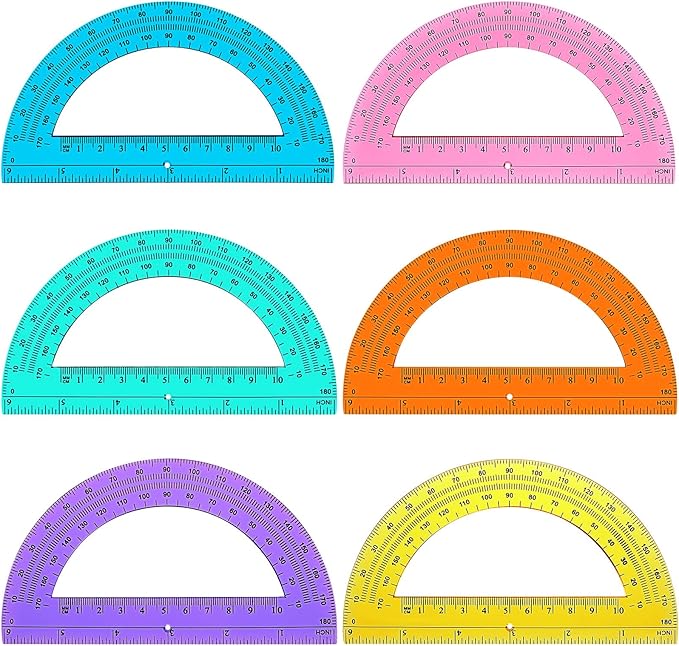 Zonon 12 Pieces Protractors Bulk Plastic 180 Degrees 6 Inch Translucent by Zonon