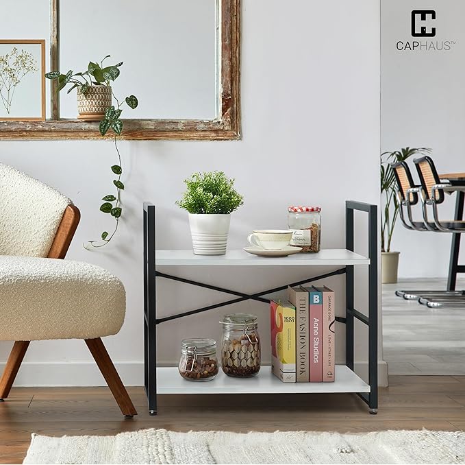 CAPHAUS 3 Tier Small Bookshelf, 24 Inch Width Free Standing Shelf, Bookcase - Image 4