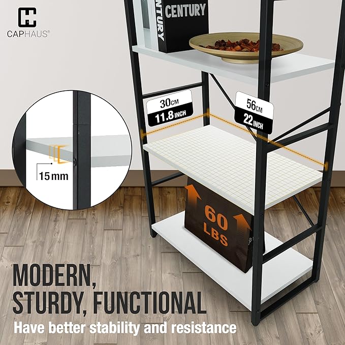 CAPHAUS 5 Tier Bookshelf, 24 Inch Width Free Standing Shelf, Bookcase Shelf - Image 6