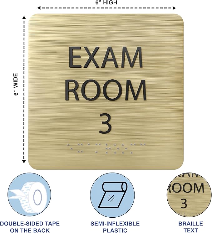 6" X6" Exam Room 3 Sign - Image 3