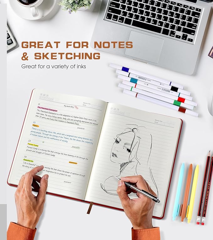 Biuwory Lined Journal Notebook for Women Men, 256 Pages A4 Large Hardcover - Image 5