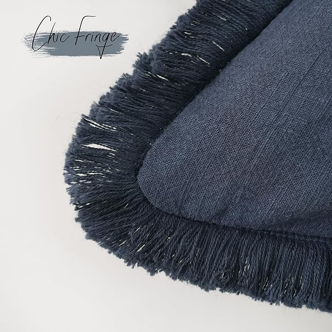 Foindtower Set of 2 Decorative Linen Fringe Throw Pillow Covers Cozy Farmhouse - Image 3