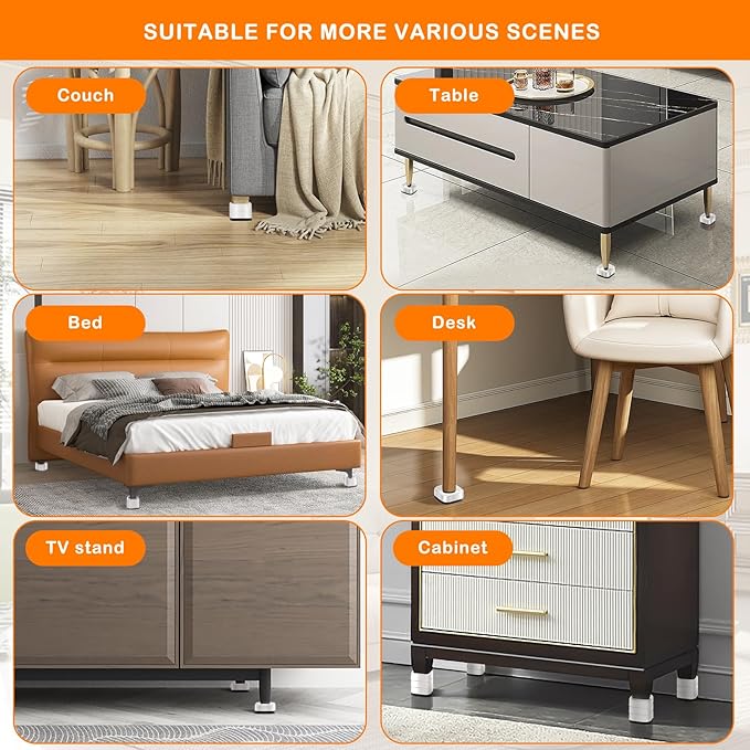 shouwuhho 8 Pack Furniture Risers Adjustable Bed Risers Heavy Duty Lifts Height - Image 5