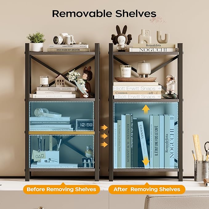 Homeiju Desktop Bookshelf, 4-Tier Stackable Narrow Desk Bookcase, Adjustable - Image 5