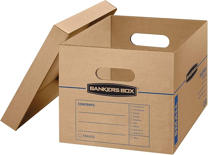 Bankers Box Small Classic Moving Box 5 Pack, Reinforced Handles, Tape-Free - Image 2