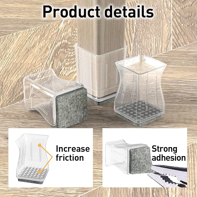 Square Chair Leg Protectors for Hardwood Floors - Image 3