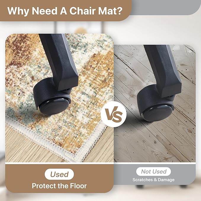Office Chair Mat for Hardwood Tile Floor, Abstract 48"X 60" Desk Mats for - Image 5